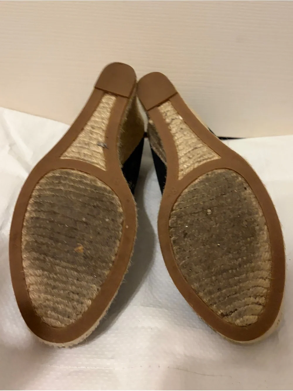 J. Crew Black Canvas Espadrille Wedge Pumps with Jute Trim